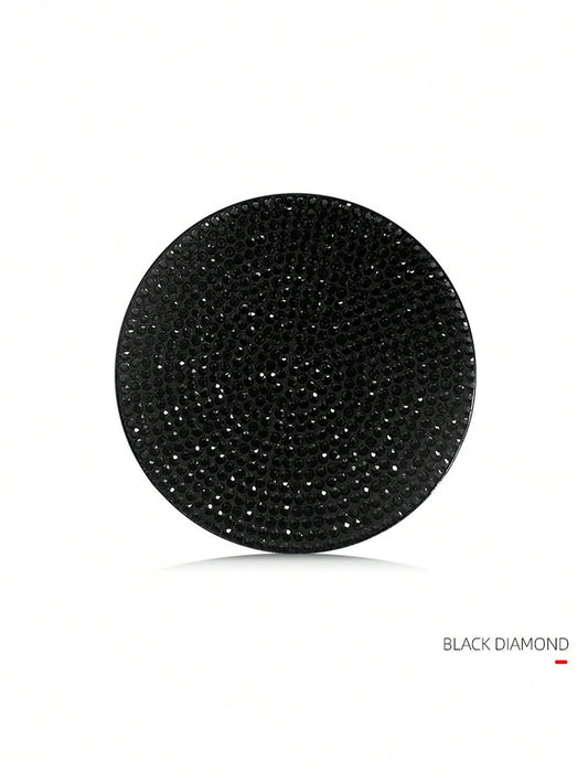 Car Diamond Bling Cup Holder Mat, Black Silicone Non-Slip Coaster With Artificial Diamonds, Car Interior Decor Accessories