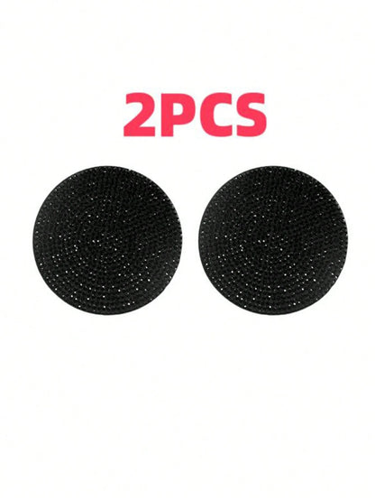 Car Diamond Bling Cup Holder Mat, Black Silicone Non-Slip Coaster With Artificial Diamonds, Car Interior Decor Accessories