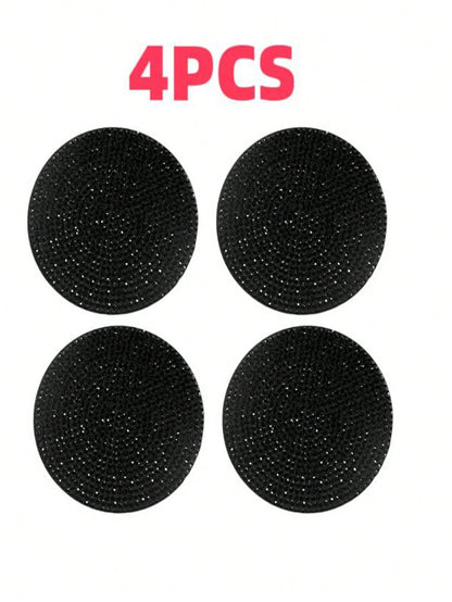 Car Diamond Bling Cup Holder Mat, Black Silicone Non-Slip Coaster With Artificial Diamonds, Car Interior Decor Accessories