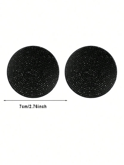 Car Diamond Bling Cup Holder Mat, Black Silicone Non-Slip Coaster With Artificial Diamonds, Car Interior Decor Accessories
