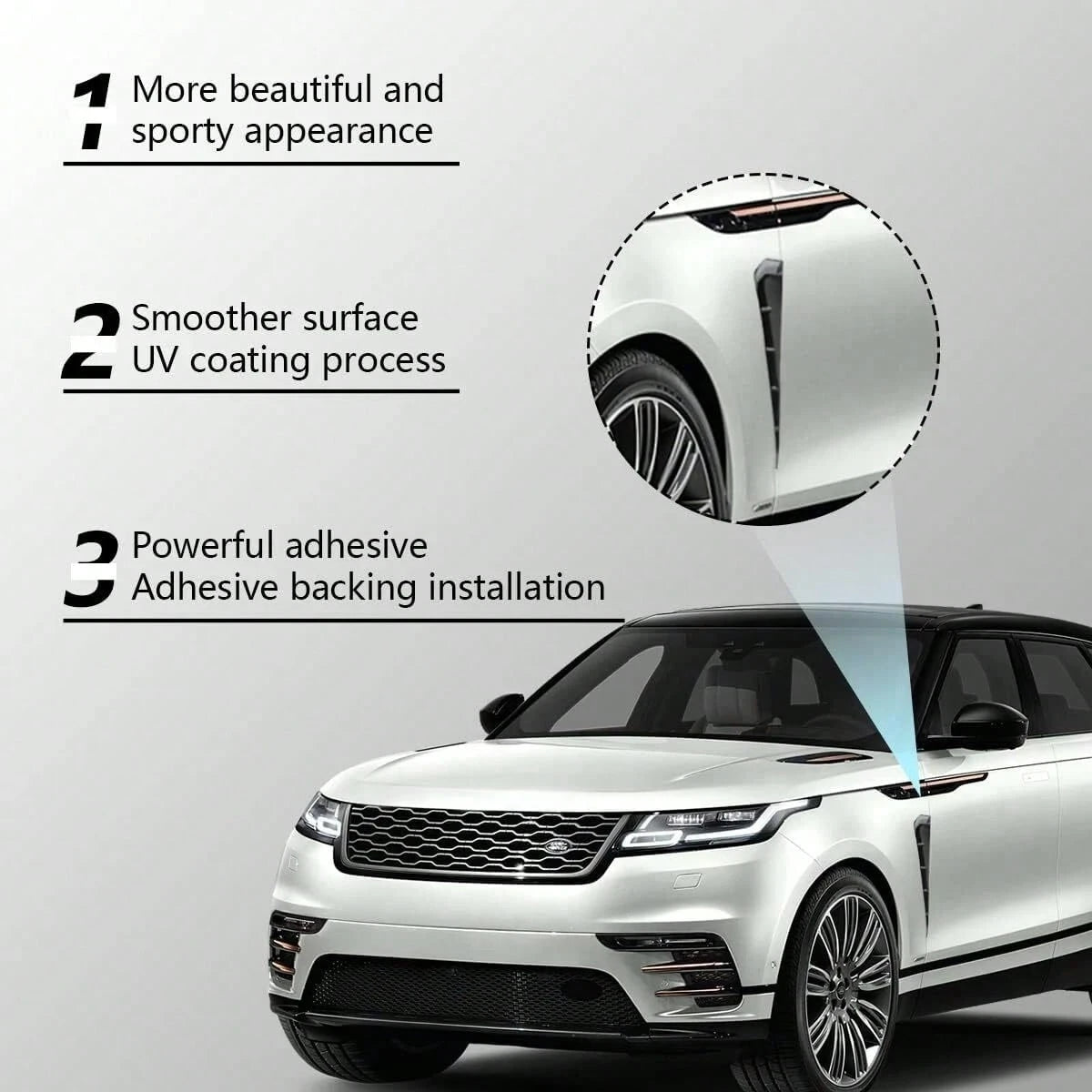 Car F-Ender Side Vents, Carbon Fiber Spoiler Body Decoration Cover, Auto Exterior Accessories Air Inlet Grille Spoiler Trim Cover, Car Accessories Spoiler Trim Cover, Universal Auto Exterior Accessori