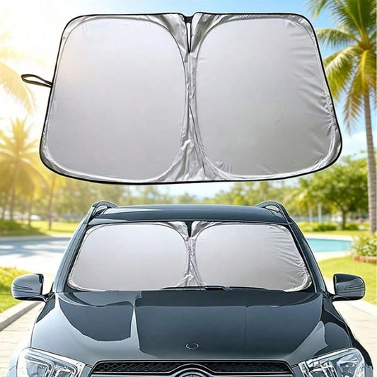 Car Front Windshield Sunshade, Convenient Storage Design, No Drilling Required, Seamless Full Edge Fit, Equipped With High-Density Reflective Coating Blackout Fabric, Protects Car Interior, Effectivel