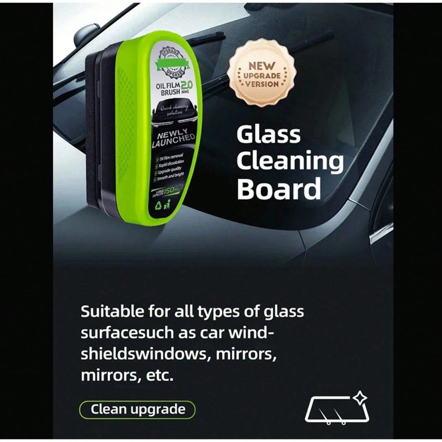 Car Glass Oil Film Remover Automotive Car Glass Sponge Cleaning Brush Front Inside Windshield Glass Oil Film Cleaning Agent