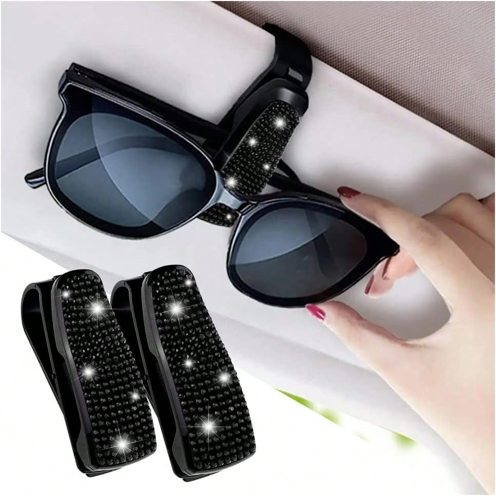 Car Glasses Holder Clip Glasses Holder With Rhinestones Ticket Card Holder For 1pc
