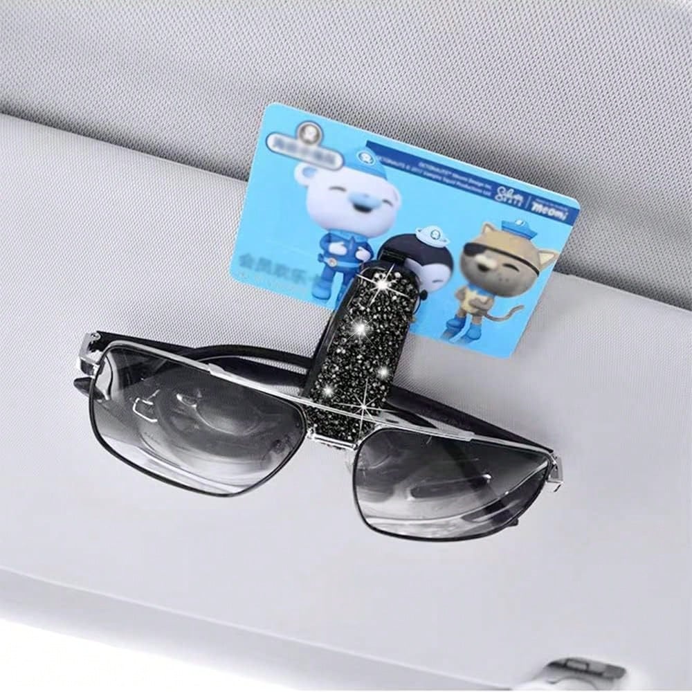 Car Glasses Holder Clip Glasses Holder With Rhinestones Ticket Card Holder For 1pc