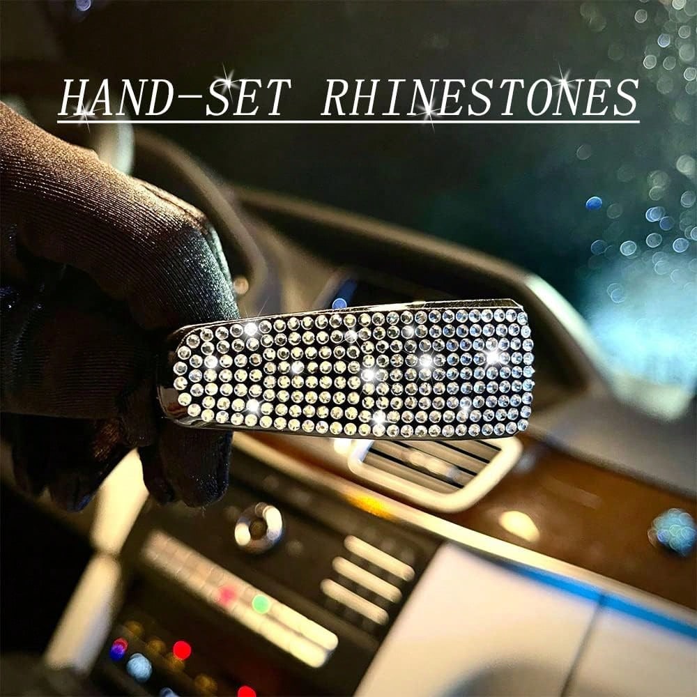 Car Glasses Holder Clip Glasses Holder With Rhinestones Ticket Card Holder For 1pc