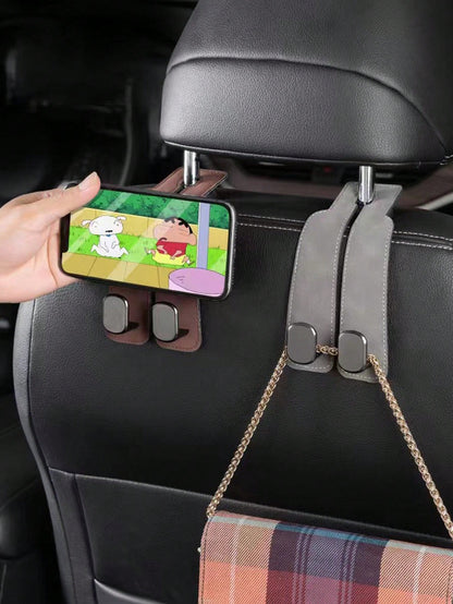 Car Hook, Car Seat Back Double Hook, Multifunctional Car Rear Seat Mobile Phone Holder