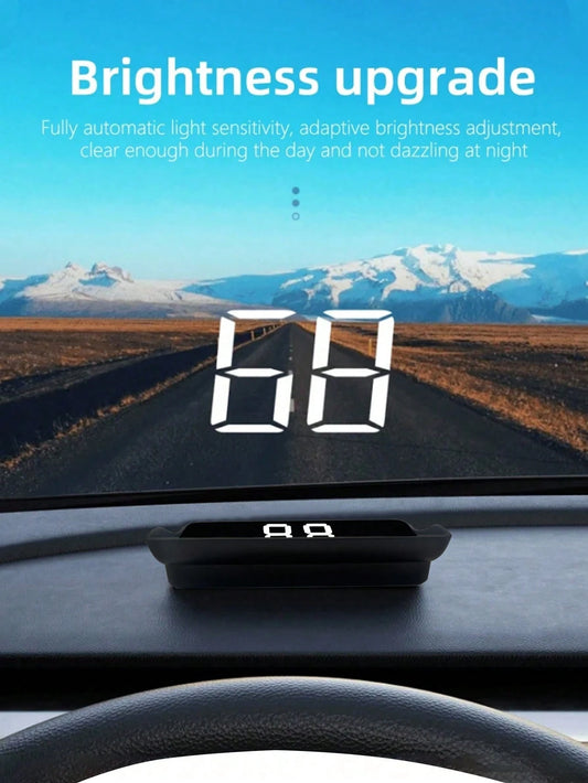 Car HUD Head-Up Display With GPS- White And Green LED, Fits All Car Models, No Battery Required (USB Powered), Easy Installation, Car Speedometer Display, Modern Car Accessory, Digital Speed Display