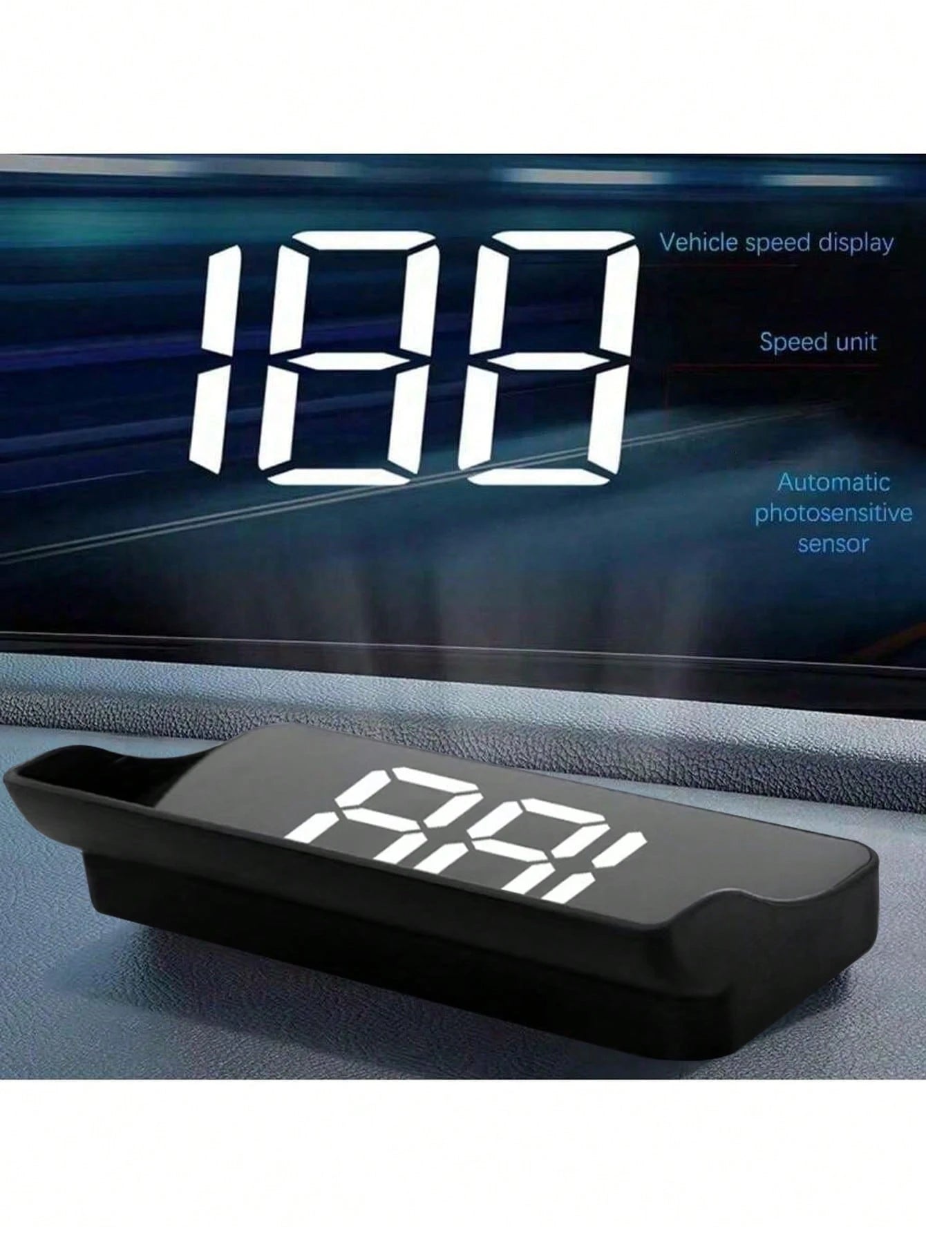 Car HUD Head-Up Display With GPS- White And Green LED, Fits All Car Models, No Battery Required (USB Powered), Easy Installation, Car Speedometer Display, Modern Car Accessory, Digital Speed Display