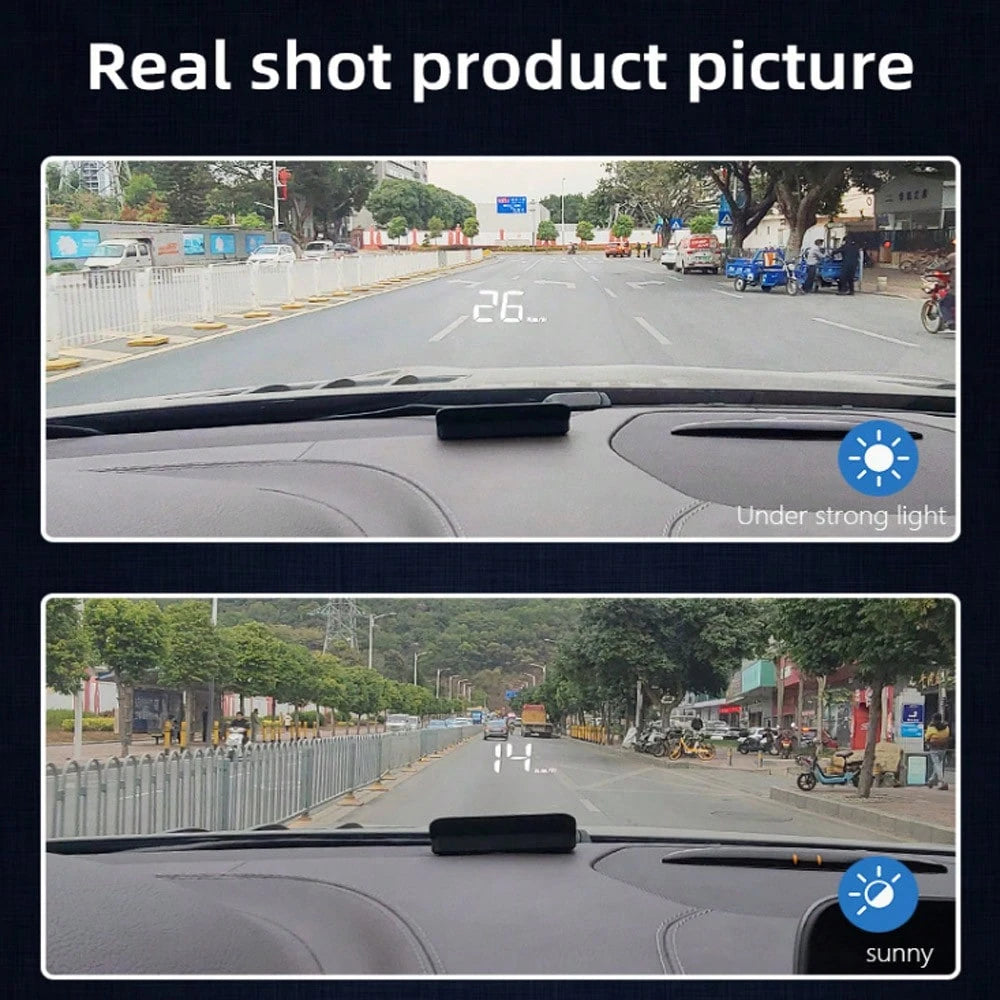 Car HUD Head-Up Display With GPS- White And Green LED, Fits All Car Models, No Battery Required (USB Powered), Easy Installation, Car Speedometer Display, Modern Car Accessory, Digital Speed Display