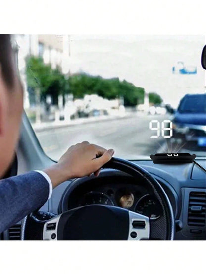 Car HUD Head-Up Display With GPS- White And Green LED, Fits All Car Models, No Battery Required (USB Powered), Easy Installation, Car Speedometer Display, Modern Car Accessory, Digital Speed Display