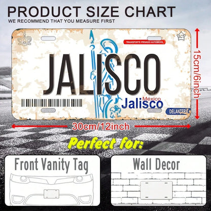 Car, JALISCO, A 6X 12inch Aluminum License Plate, For Decorative Purposes Only, 2D Flat, Suitable For Various Scenarios, 2D Flat