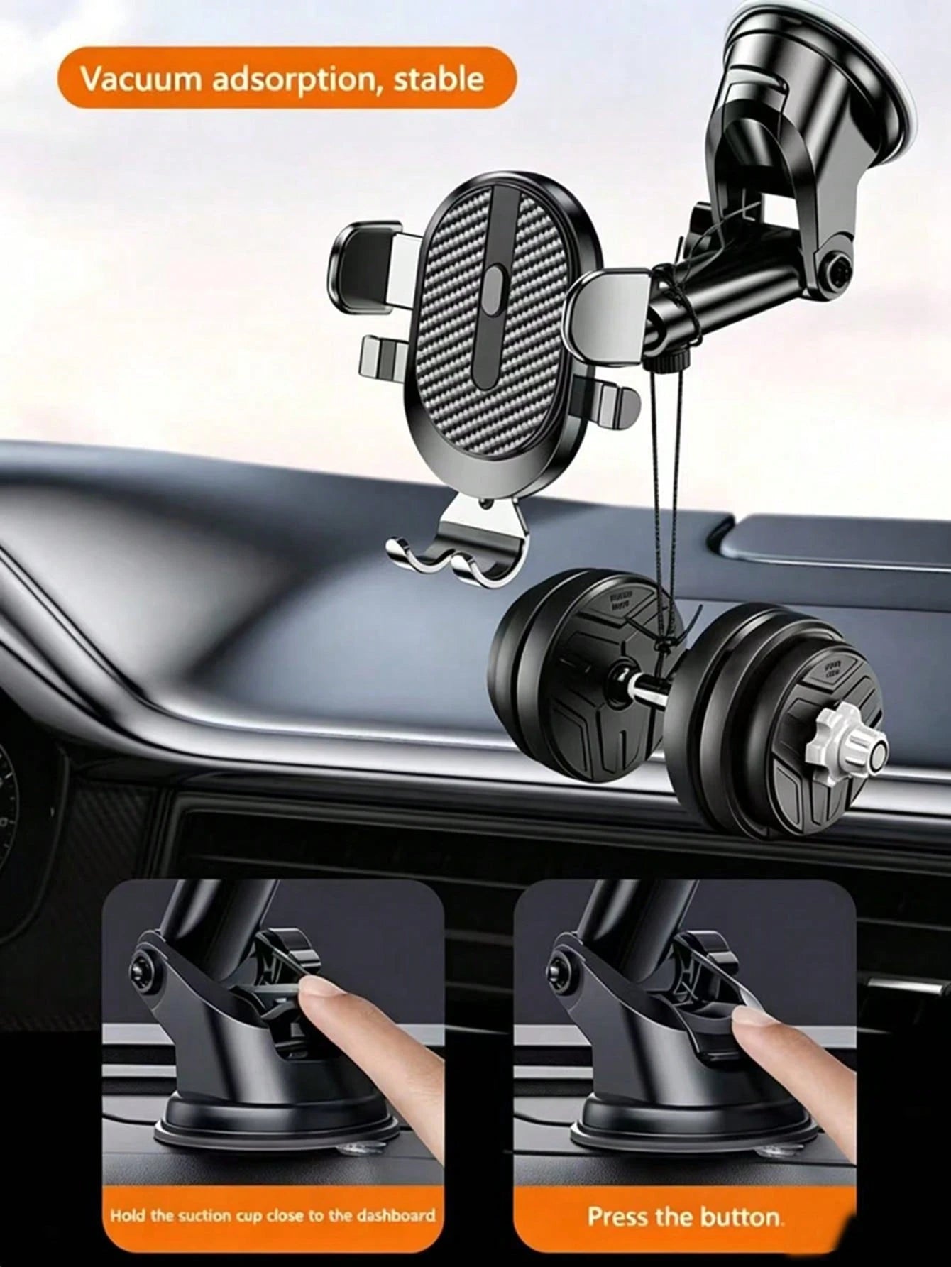Car Phone Holder, Car-Specific Suction Cup Mount, Multi-Function Navigation Support Clip, Dashboard Phone Holder. Supports Telescopic Rotation And Auto-Locking Function, Ensures Navigation! Strong Adh