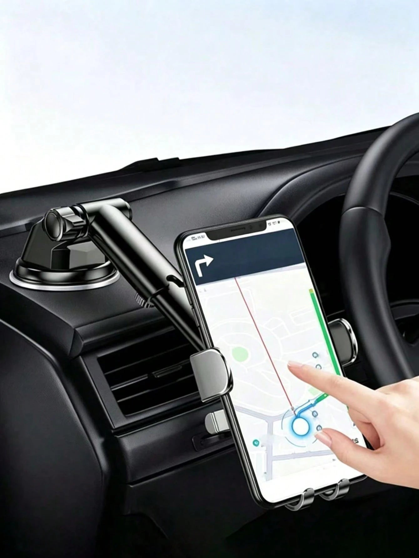 Car Phone Holder, Car-Specific Suction Cup Mount, Multi-Function Navigation Support Clip, Dashboard Phone Holder. Supports Telescopic Rotation And Auto-Locking Function, Ensures Navigation! Strong Adh
