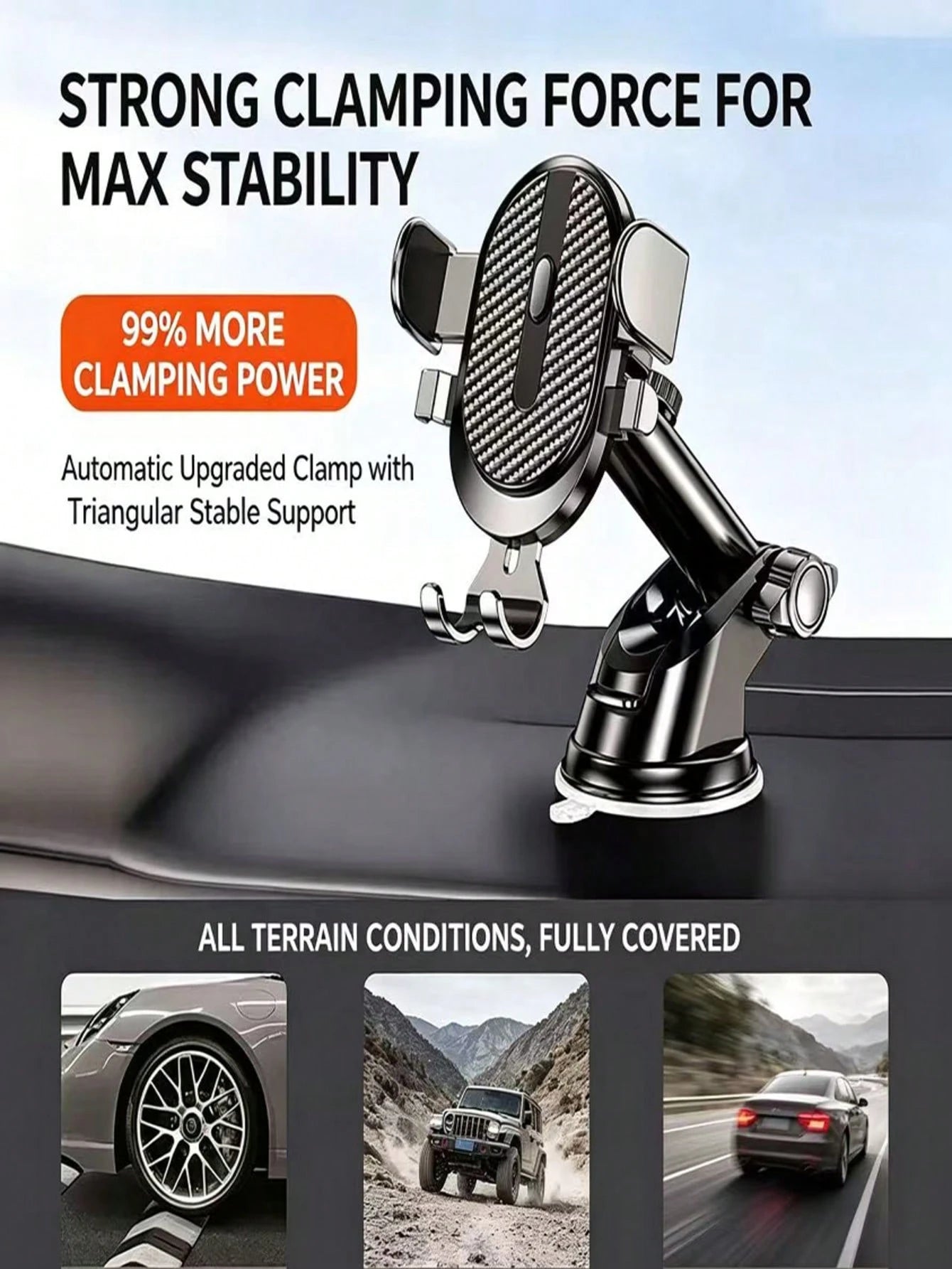 Car Phone Holder, Car-Specific Suction Cup Mount, Multi-Function Navigation Support Clip, Dashboard Phone Holder. Supports Telescopic Rotation And Auto-Locking Function, Ensures Navigation! Strong Adh