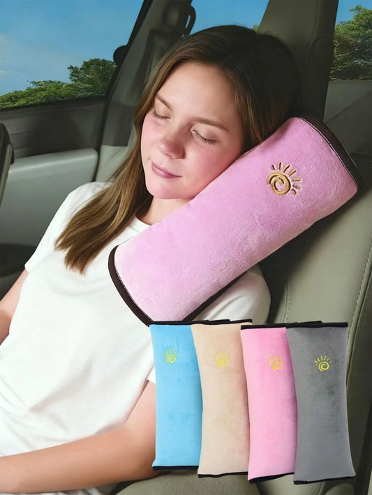 Car Seat Belt Shoulder Pad Plush Embroidered Sun Pattern Soft Protective Cover To Relieve Shoulder Pressure
