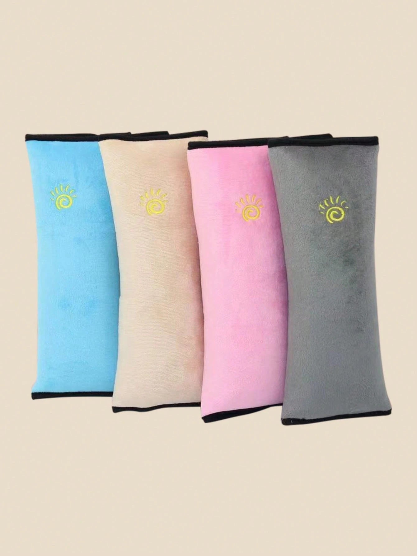 Car Seat Belt Shoulder Pad Plush Embroidered Sun Pattern Soft Protective Cover To Relieve Shoulder Pressure