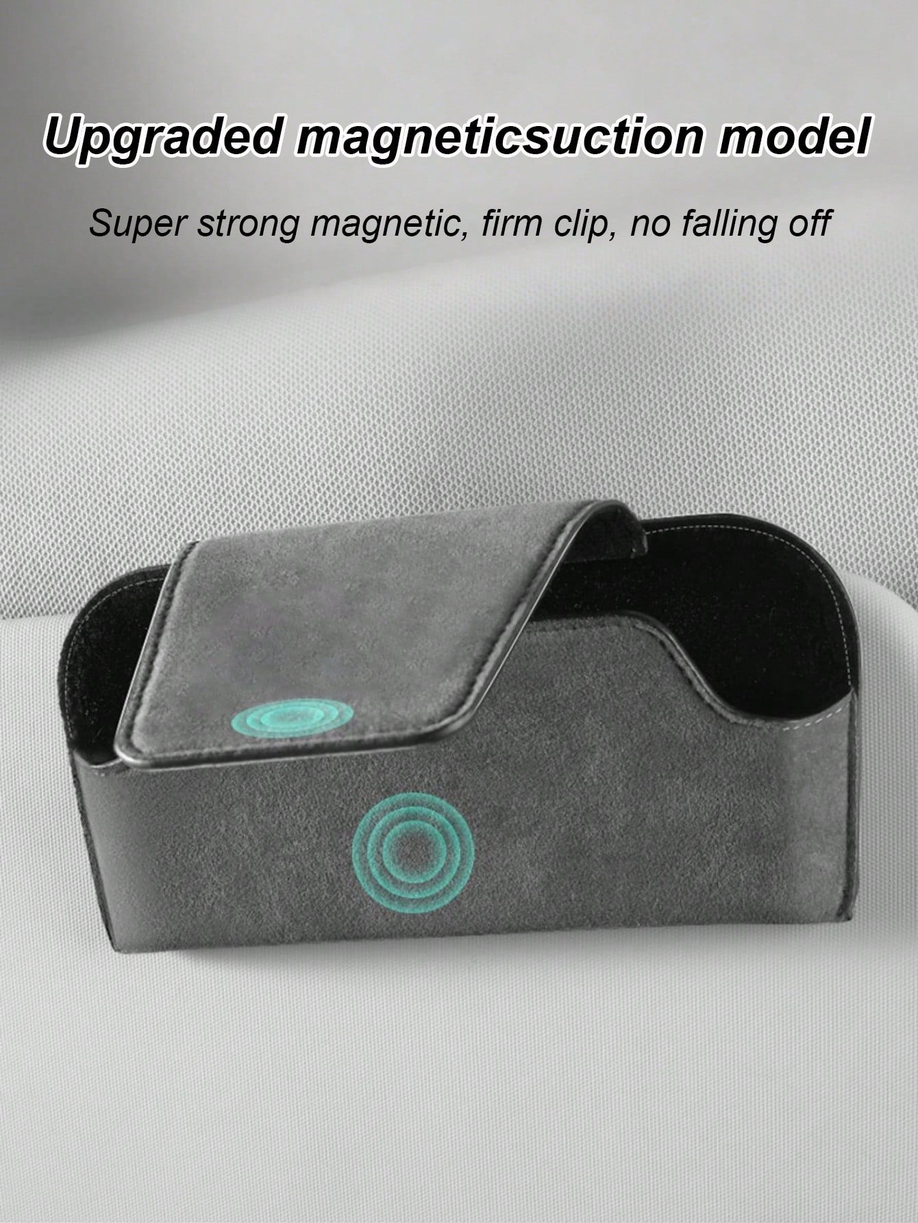 Car Sun Visor Glasses Holder, Suede-Like Microfiber Fashion Glasses Clip, Flip Cover Design, One-Hand Operation, Fits Most Car Sun Visors, Anti-Scratch Glasses Storage Organizer Box, Car Glasses Case