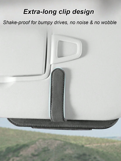 Car Sun Visor Glasses Holder, Suede-Like Microfiber Fashion Glasses Clip, Flip Cover Design, One-Hand Operation, Fits Most Car Sun Visors, Anti-Scratch Glasses Storage Organizer Box, Car Glasses Case