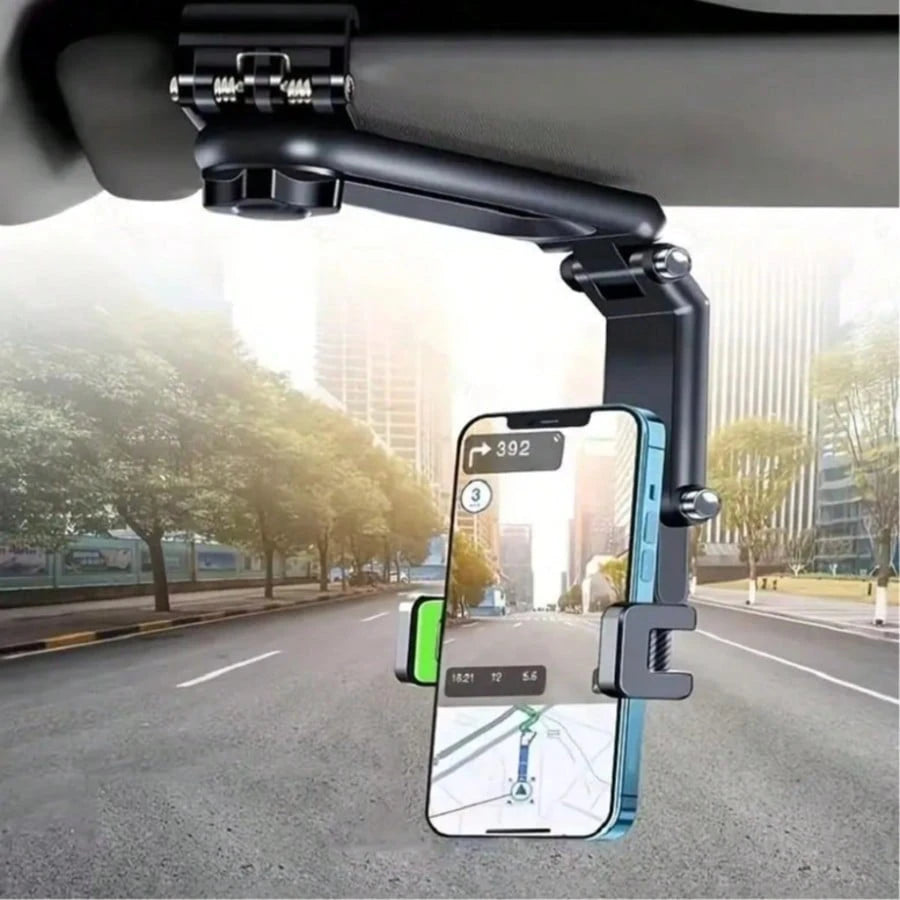 Car Sun Visor Phone Mount, Multi-Functional Rotating Telescopic Sun Visor Phone Holder, Universal Car Navigation Support, 360° Adjustable Non-Adhesive Clip-On Phone Mount