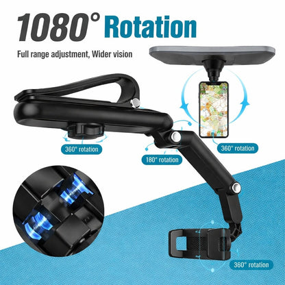 Car Sun Visor Phone Mount, Multi-Functional Rotating Telescopic Sun Visor Phone Holder, Universal Car Navigation Support, 360° Adjustable Non-Adhesive Clip-On Phone Mount