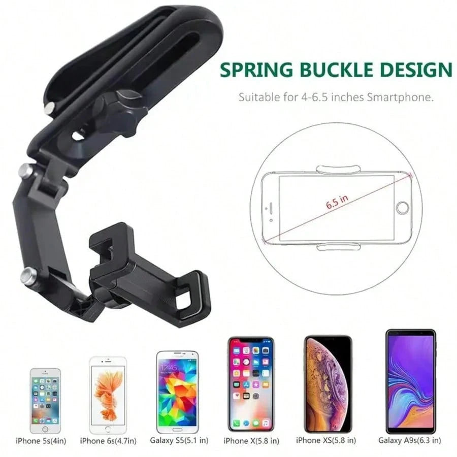 Car Sun Visor Phone Mount, Multi-Functional Rotating Telescopic Sun Visor Phone Holder, Universal Car Navigation Support, 360° Adjustable Non-Adhesive Clip-On Phone Mount