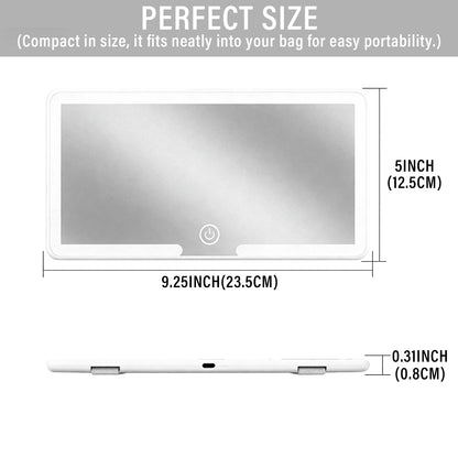 Car Sun Visor Vanity Mirror (1 Piece), White ABS Plastic Shell, Long Press The Power Button To Adjust Brightness, Three Light Switching Modes: Yellow, White And Warm Color, Color Temperature 2600k-650
