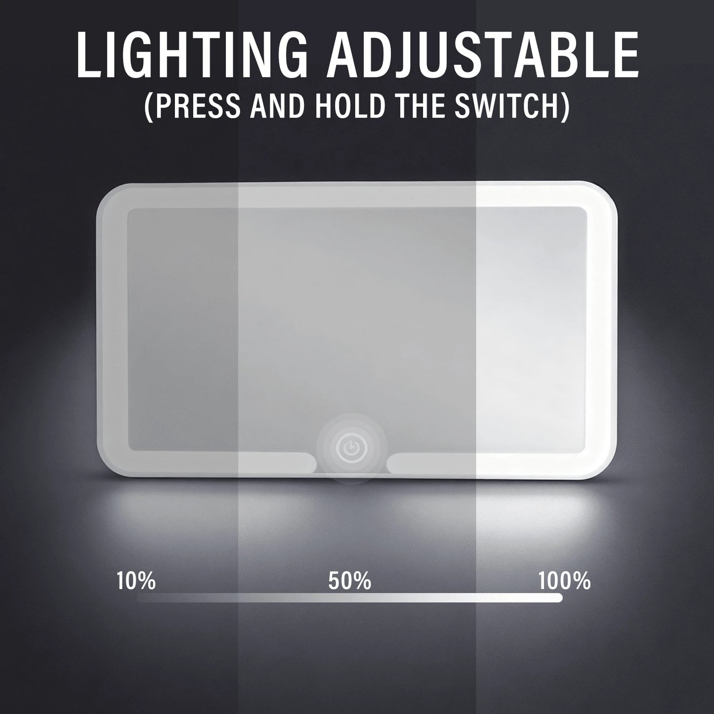 Car Sun Visor Vanity Mirror (1 Piece), White ABS Plastic Shell, Long Press The Power Button To Adjust Brightness, Three Light Switching Modes: Yellow, White And Warm Color, Color Temperature 2600k-650