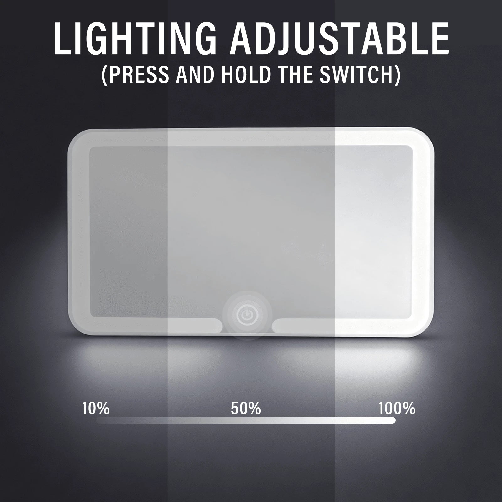 Car Sun Visor Vanity Mirror (1 Piece), White ABS Plastic Shell, Long Press The Power Button To Adjust Brightness, Three Light Switching Modes: Yellow, White And Warm Color, Color Temperature 2600k-650