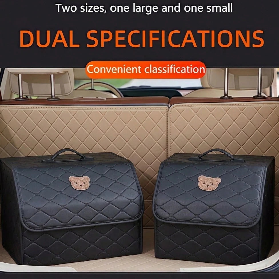 Car Trunk Storage Box Leather Multifunctional Vehicle Foldable Storage Box Organizer Car Interior Accessories