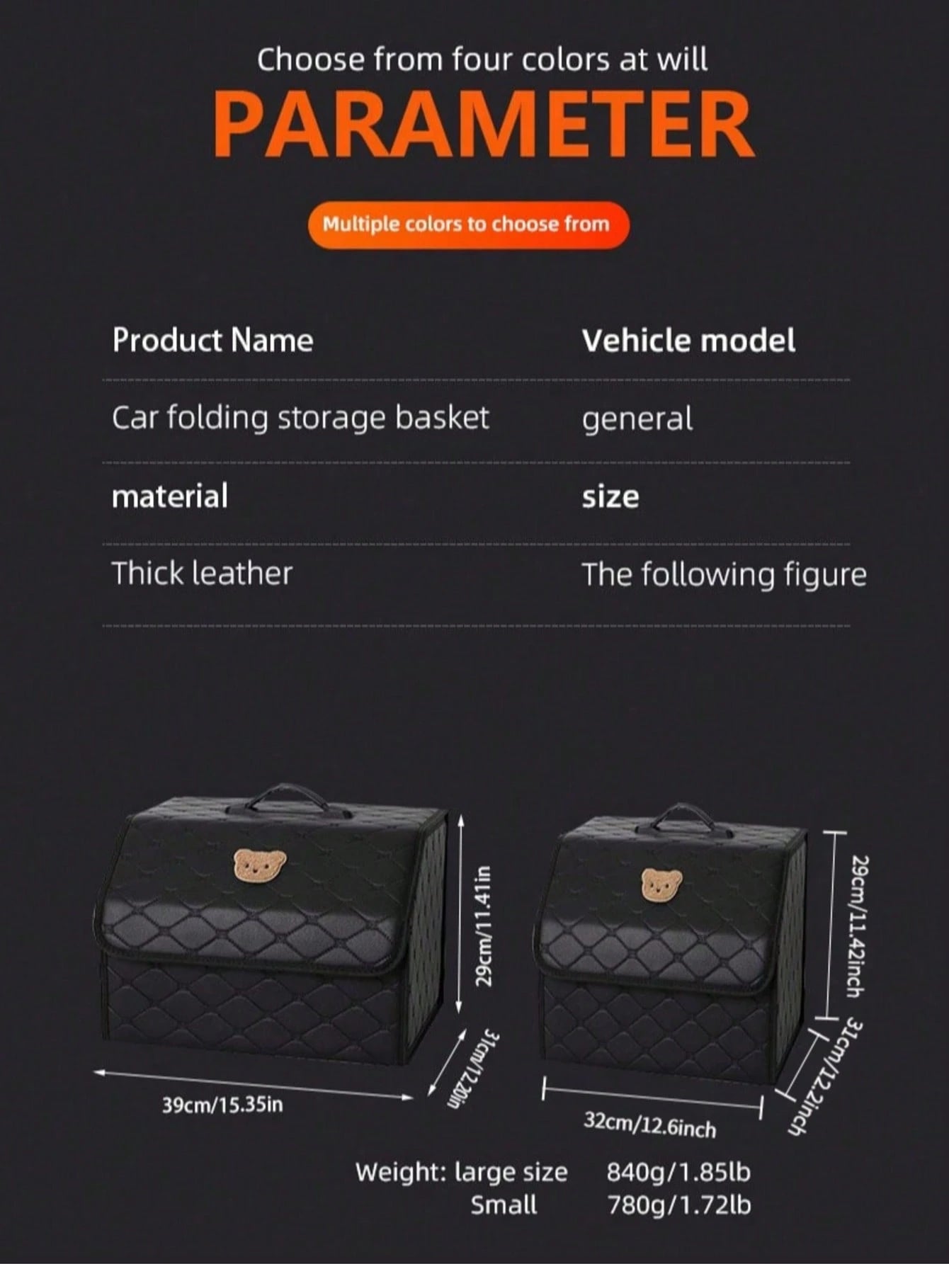 Car Trunk Storage Box Leather Multifunctional Vehicle Foldable Storage Box Organizer Car Interior Accessories