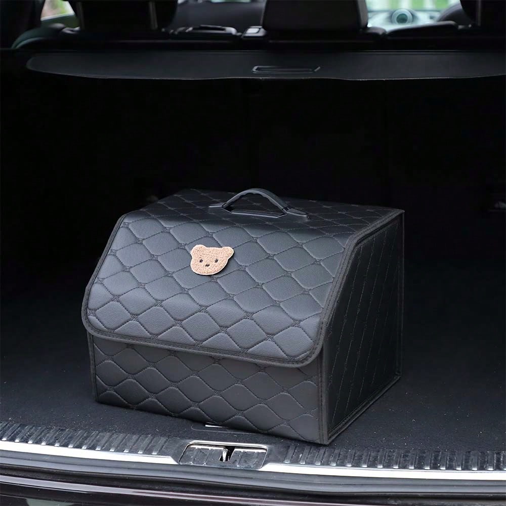 Car Trunk Storage Box Leather Multifunctional Vehicle Foldable Storage Box Organizer Car Interior Accessories