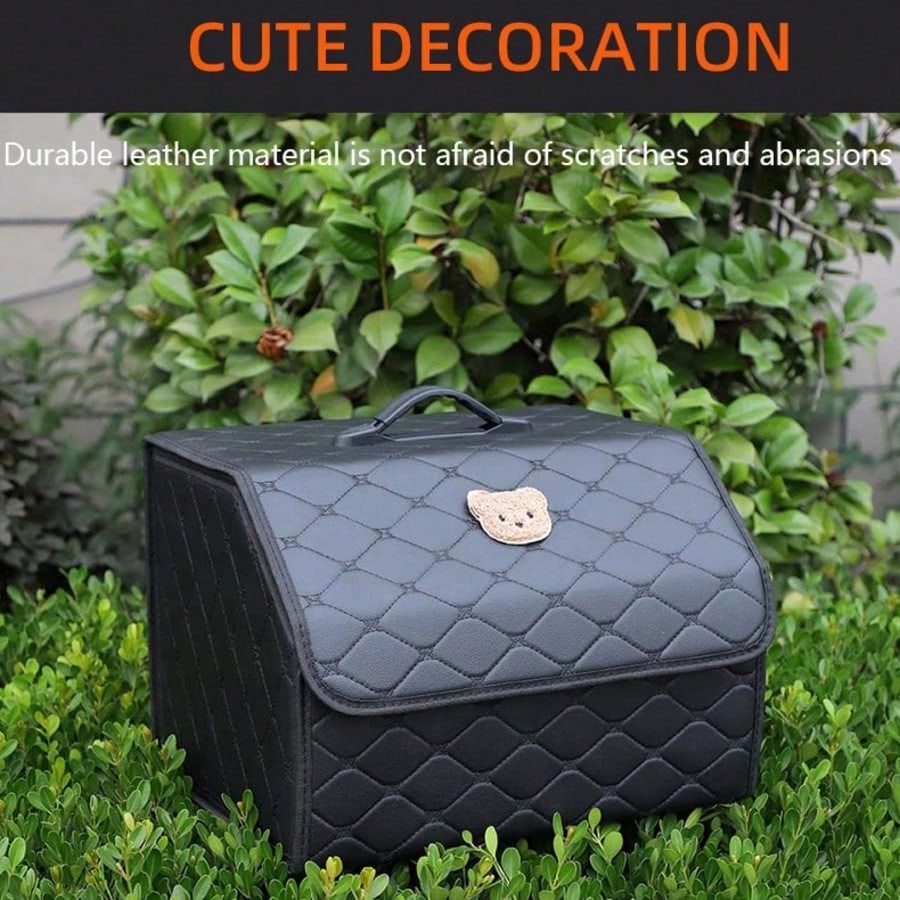 Car Trunk Storage Box Leather Multifunctional Vehicle Foldable Storage Box Organizer Car Interior Accessories