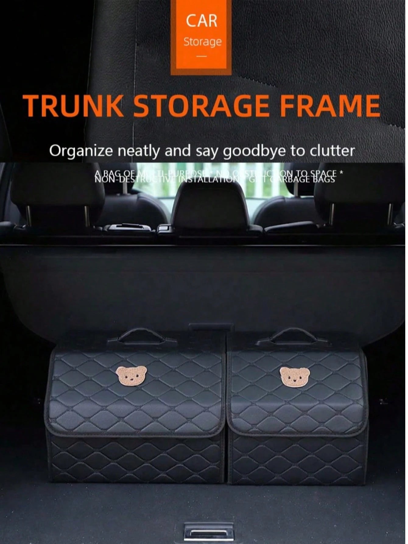 Car Trunk Storage Box Leather Multifunctional Vehicle Foldable Storage Box Organizer Car Interior Accessories