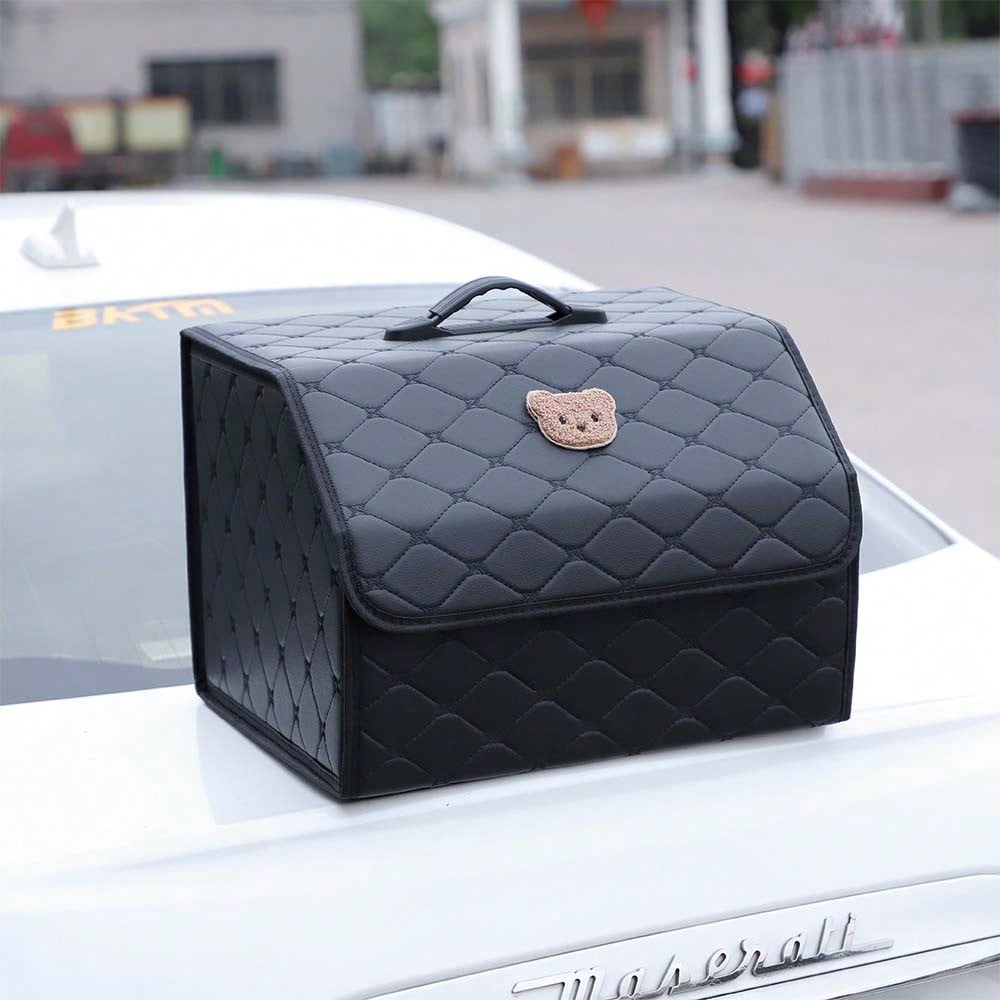 Car Trunk Storage Box Leather Multifunctional Vehicle Foldable Storage Box Organizer Car Interior Accessories