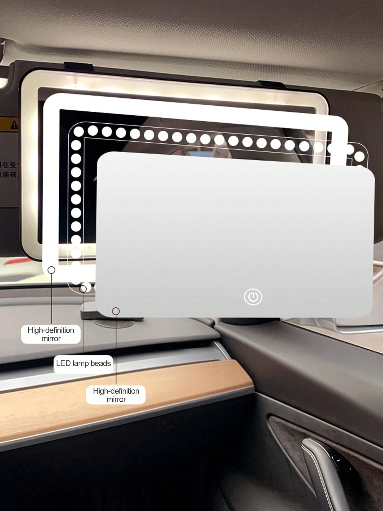 Car Vanity Mirror, Sun Visor LED Car Mirror, 3Modes & 60LEDs, Touch Control Dimmable, USB Charge Sun Visor Auto Interior Vanity Mirror For Women,Universal Car Interior Accessory For Cars, Trucks & SUV