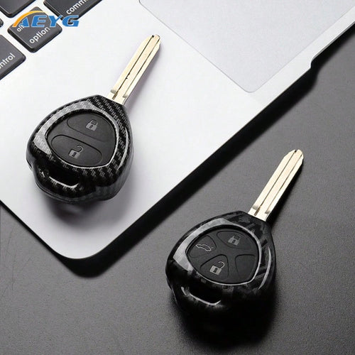Carbon Fiber Style ABS Car Key Case Cover For Toy Ota Corolla Land Cruiser Yaris Camry RAV4 Auto Key Fob Accessories