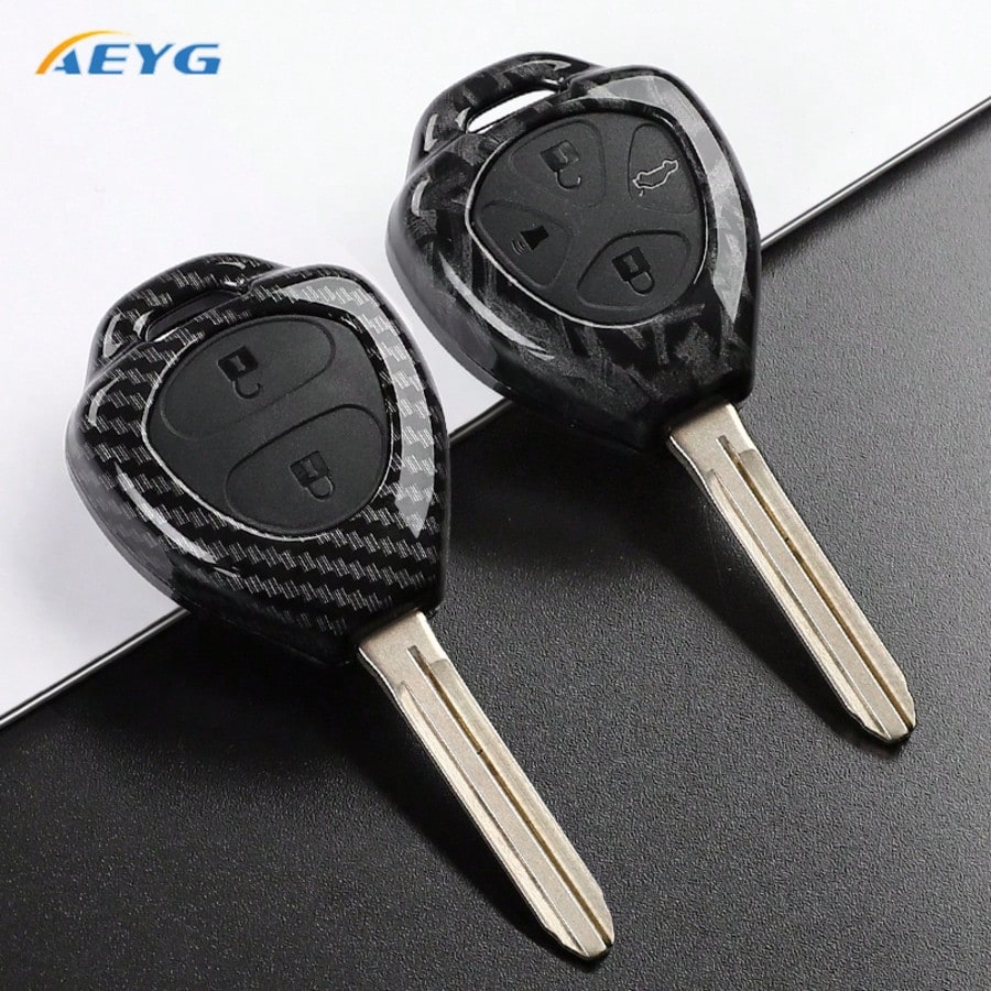 Carbon Fiber Style ABS Car Key Case Cover For Toy Ota Corolla Land Cruiser Yaris Camry RAV4 Auto Key Fob Accessories