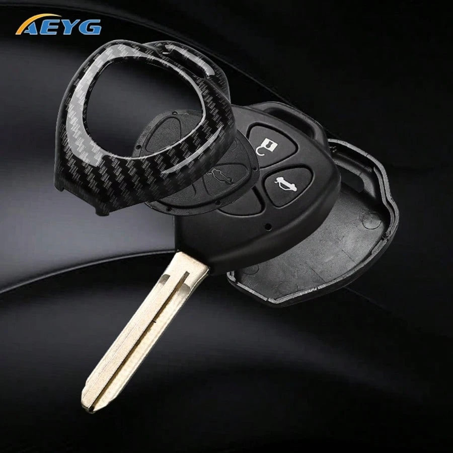 Carbon Fiber Style ABS Car Key Case Cover For Toy Ota Corolla Land Cruiser Yaris Camry RAV4 Auto Key Fob Accessories
