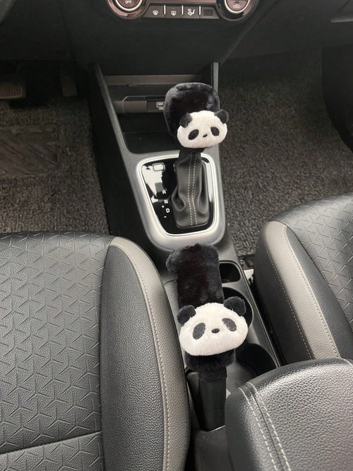 Cartoon Car Seat Belt & Handbrake & Gear Shift Cover Set, Cute Car Interior Decoration