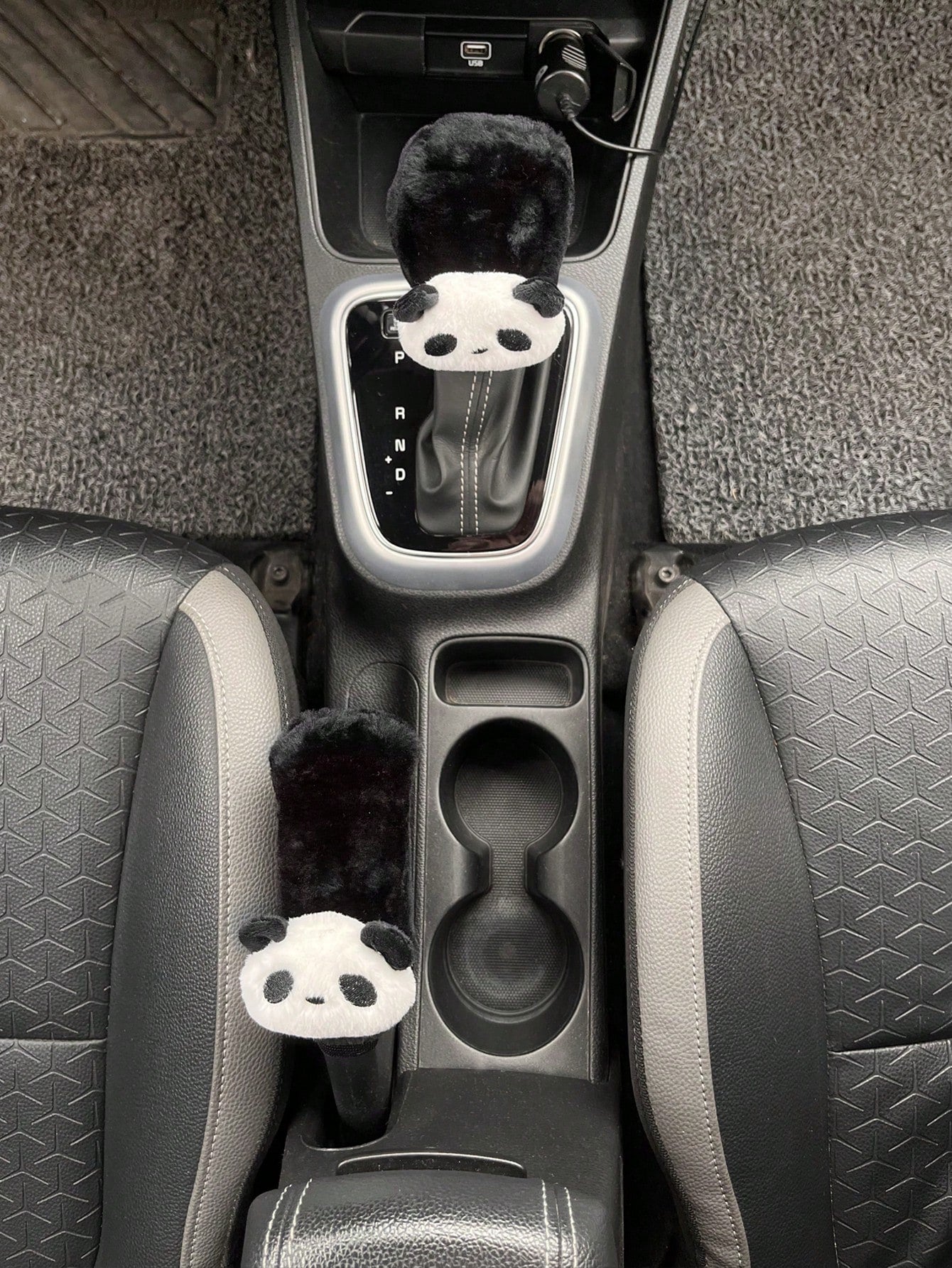 Cartoon Car Seat Belt & Handbrake & Gear Shift Cover Set, Cute Car Interior Decoration