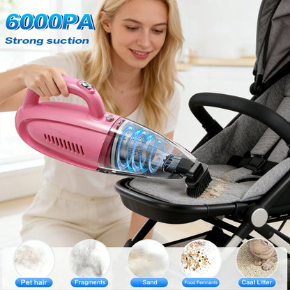 CascadeVac Car-Mounted Vacuum Cleaner, With Extremely Strong Suction Power, Handheld Vacuum Cleaner, 2000mAh Large Capacity, Low Noise, Equipped With Five Matching Accessories, Suitable For Cleaning C