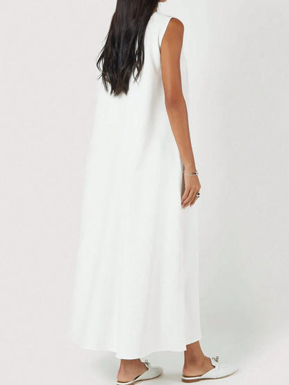 Casual Minimalist White Sleeveless Dress, Spring/Summer Elegant