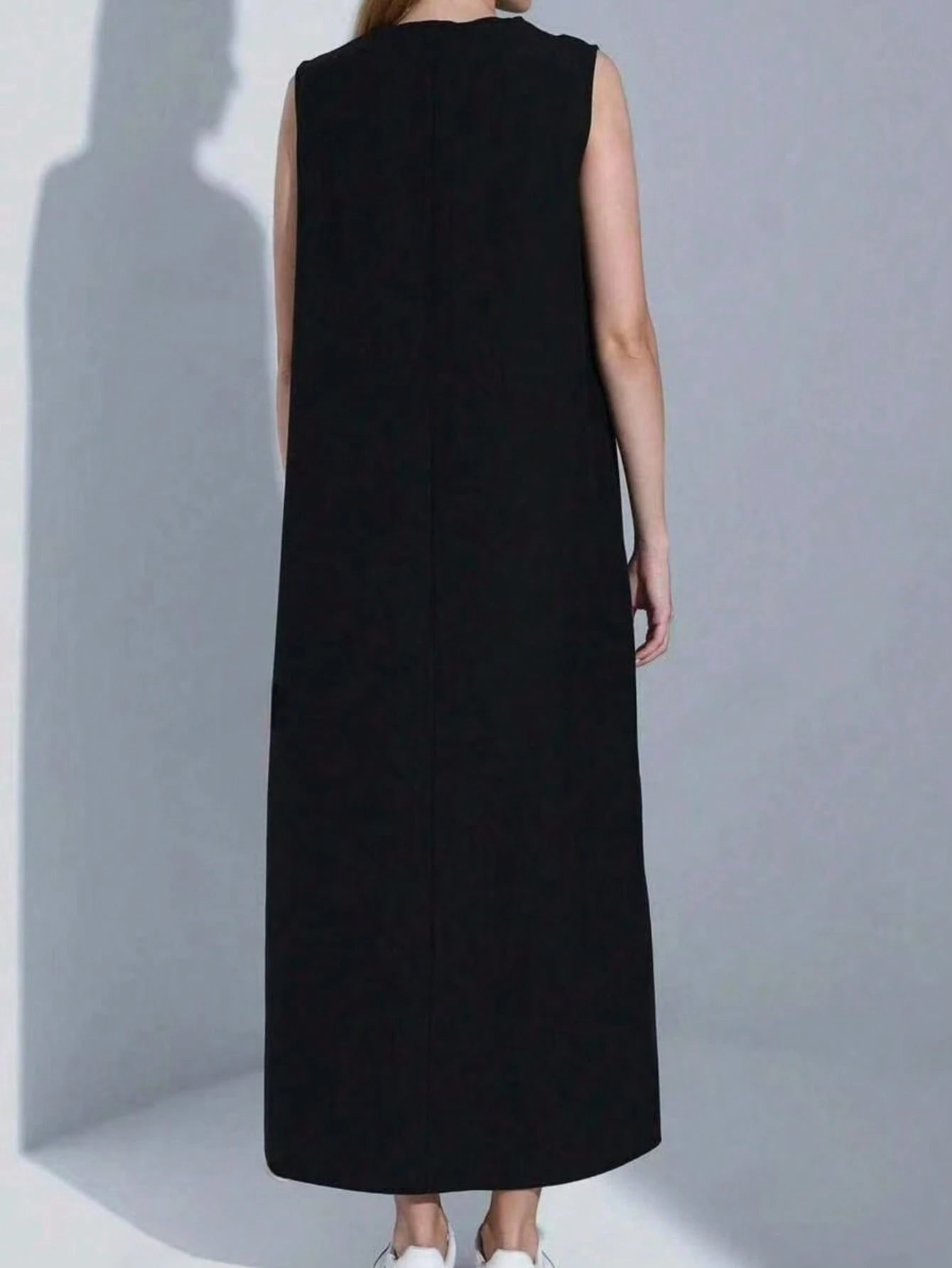 Casual Minimalist White Sleeveless Dress, Spring/Summer Elegant