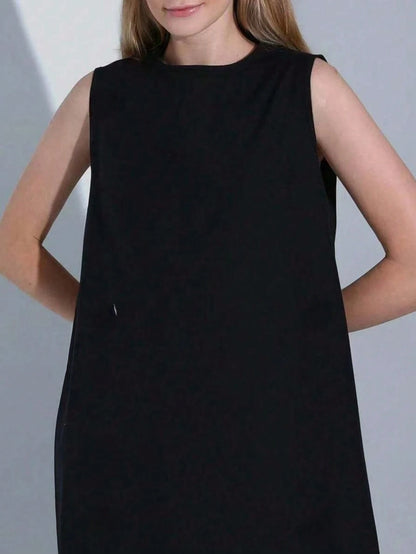 Casual Minimalist White Sleeveless Dress, Spring/Summer Elegant