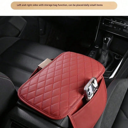 Center Console Cover With Two Storage Bag,Leather Comfort Armrest Cover For Car Decorations Height Car Armrest Cushion,Universal Car Arm Rest Cover Pad For Most Vehicles