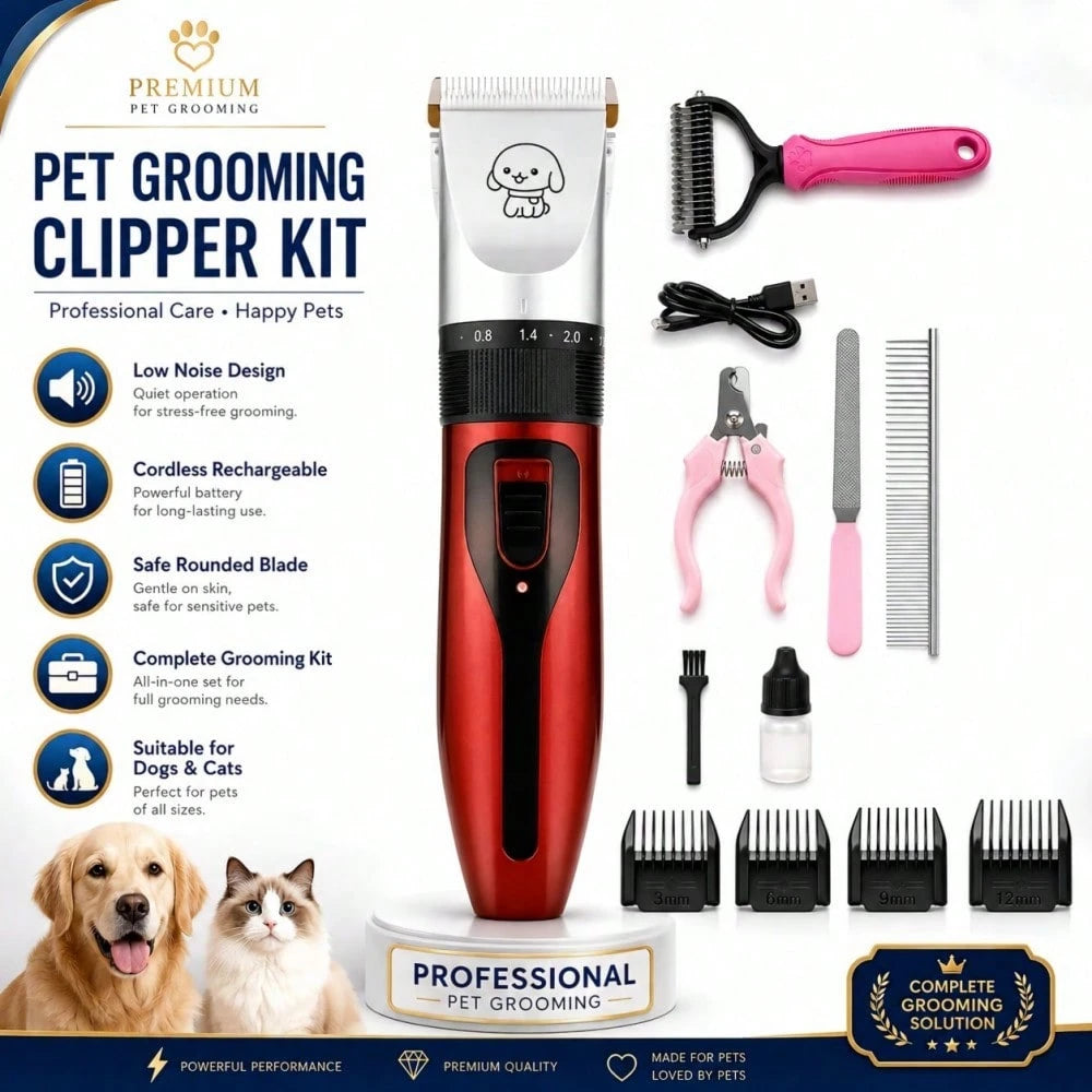 CGECGE Electric Pet Grooming Kit For Dogs And Cats. Professional Dog Grooming Kit With Low-Voltage Operation, Quiet Operation, And A Gentle Trimming System. Suitable For Home Pet Grooming, And Ideal F