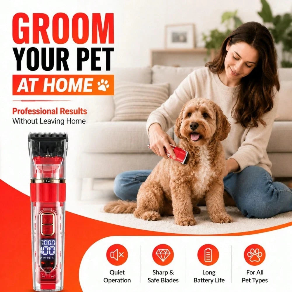 CGECGE Electric Pet Grooming Scissors, Professional Dog Grooming Scissors Kit, Low Noise Cordless Electric Pet Dog Hair Trimmer Set, With Comb And Scissors, USB Rechargeable, Electric Razor| Hair Cli
