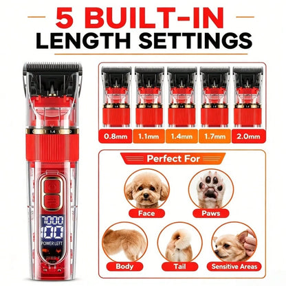 CGECGE Electric Pet Grooming Scissors, Professional Dog Grooming Scissors Kit, Low Noise Cordless Electric Pet Dog Hair Trimmer Set, With Comb And Scissors, USB Rechargeable, Electric Razor| Hair Cli