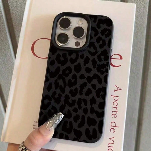Cheetah,Leopard Print Cheetah,Leopard Print Stylish Black Leopard Print Phone Case Suitable Compatible With Iphone 17 16 15 14 13 12 11 Pro Max XS XR X,Full-Coverage TPU Shockproof Protective Cover